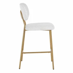 Richmond Interiors Counterstoel Xenia White Bouclé / Brushed Gold (Copenhagen 900 Bouclé White)