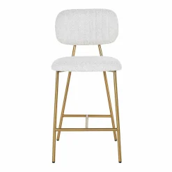 Richmond Interiors Counterstoel Xenia White Bouclé / Brushed Gold (Copenhagen 900 Bouclé White)