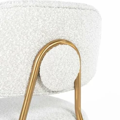 Richmond Interiors Counterstoel Xenia White Bouclé / Brushed Gold (Copenhagen 900 Bouclé White)