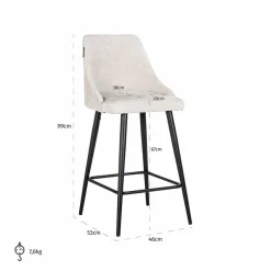 Richmond Interiors Counter stoel Brooke cream unicorn (set van 2) (Unicorn 11 cream)