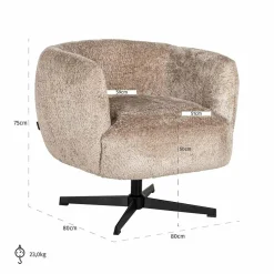 Richmond Interiors Draaifauteuil Estelle Sheep Nature