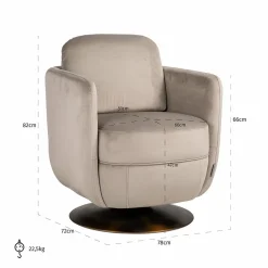 Richmond Interiors Draaifauteuil Turner khaki velvet