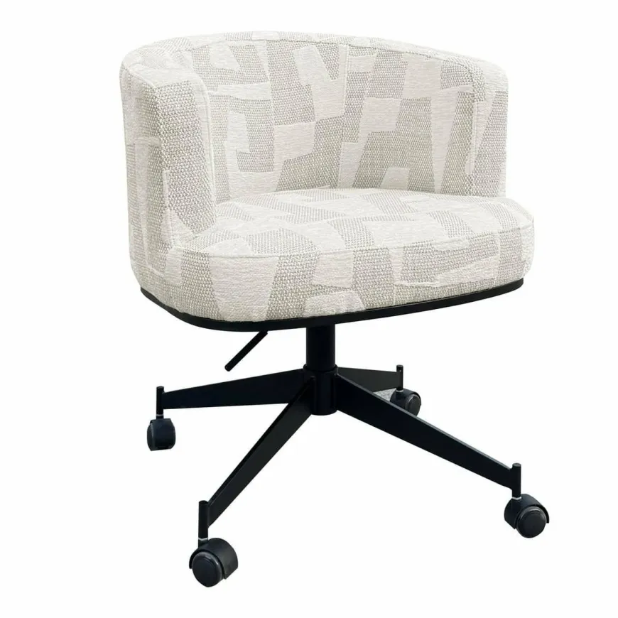 Richmond Interiors Draaistoel Rochenne met wielen Beige graffic