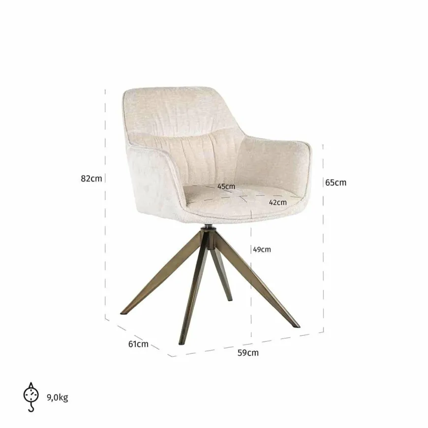 Richmond Interiors Draaistoel Aline white chenille