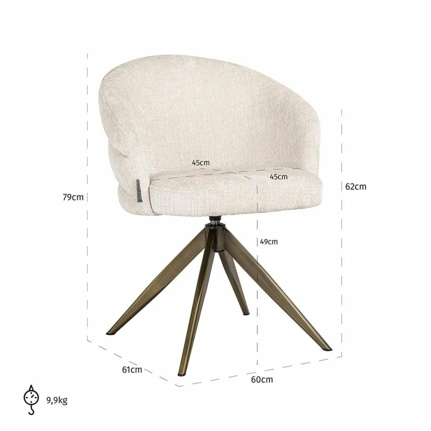 Richmond Interiors Draaifauteuil Zendaya Niagara 902 beige chenille