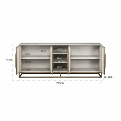 Richmond Interiors Dressoir Whitebone brass 4-deuren (Verona Grey)