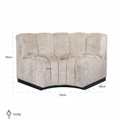 Richmond Interiors Eetkamerbank corner Hillpark lovely beige 170 cm