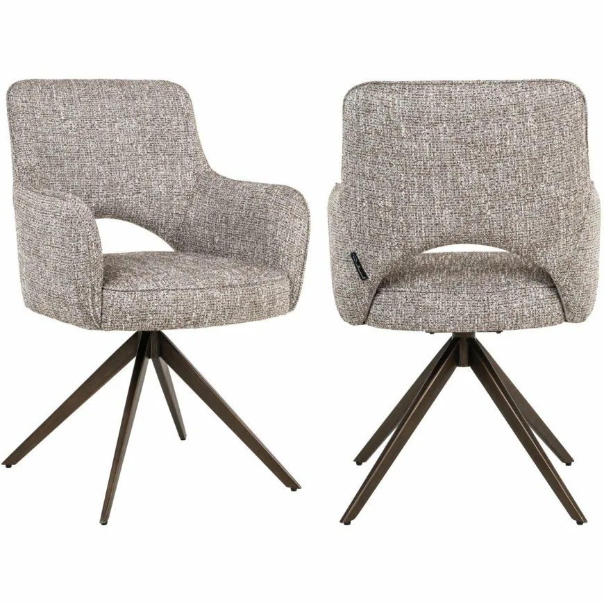 Richmond Interiors Eetkamerstoel Ginerva earth tweed swivel