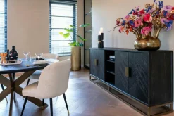Richmond Interiors Eettafel Blackbone brass 140Ø (Black rustic)