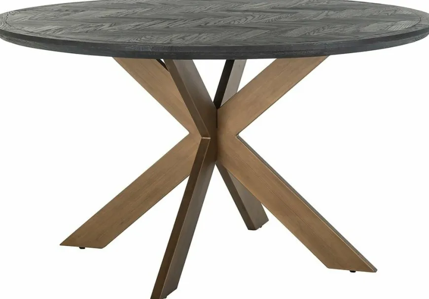 Richmond Interiors Eettafel Blackbone brass 140Ø (Black rustic)