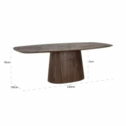 Richmond Interiors Eettafel Alix Deens ovaal 230 donkerbruin