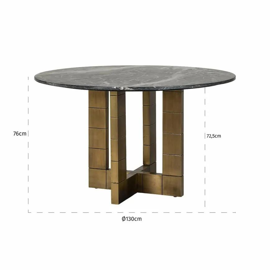 Richmond Interiors Eettafel Collada 130Ø zwart goud