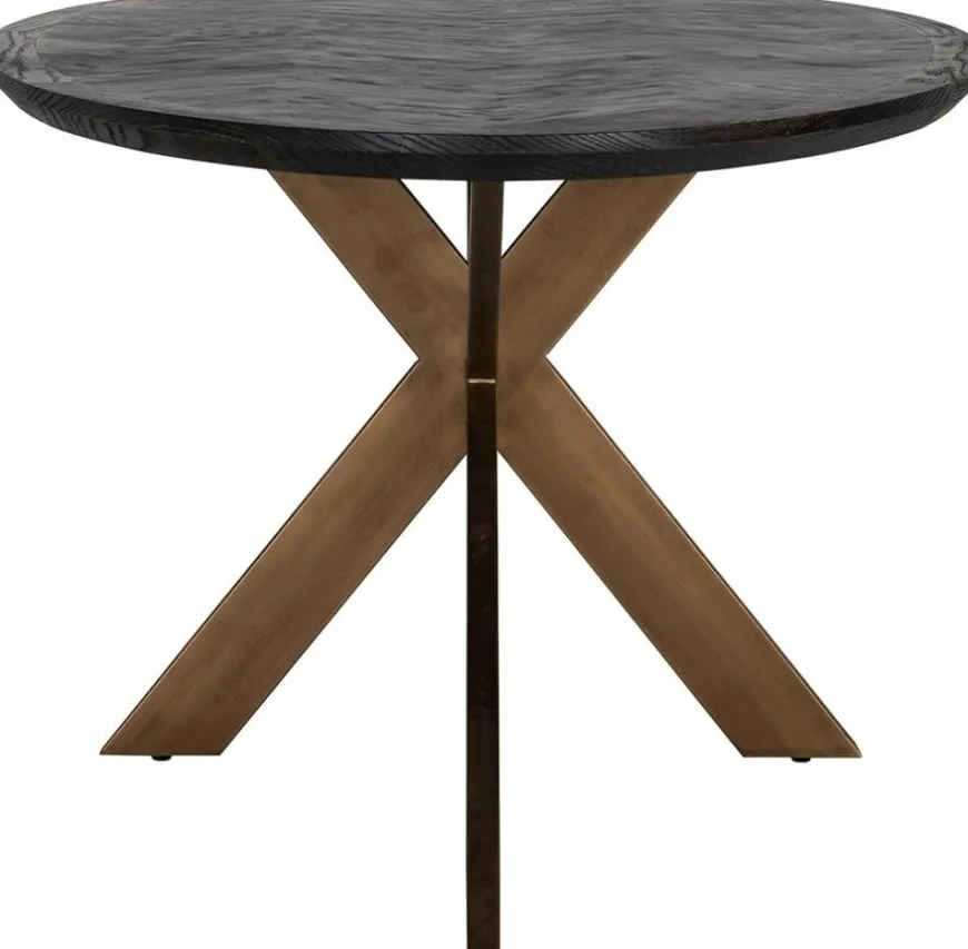 Richmond Interiors Eettafel Blackbone brass ovaal 260 (Black rustic)