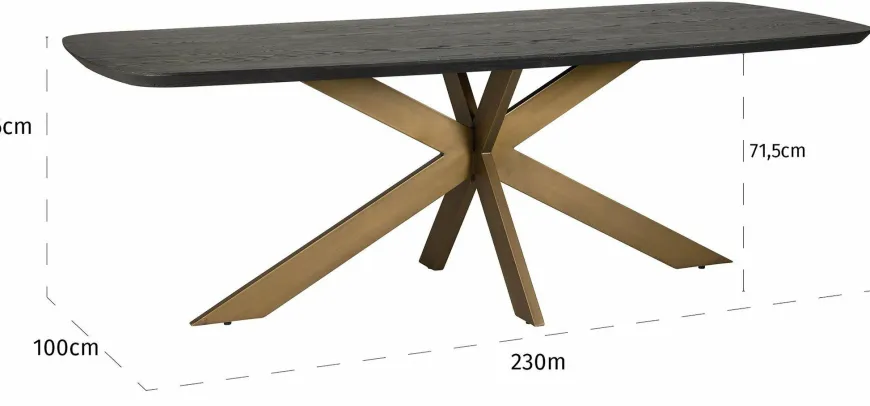 Richmond Interiors Eettafel Cambon 235 deens ovaal (Dark coffee)