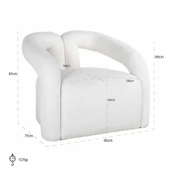 Richmond Interiors Fauteuil Dana white furry (Himalaya 900 white furry)