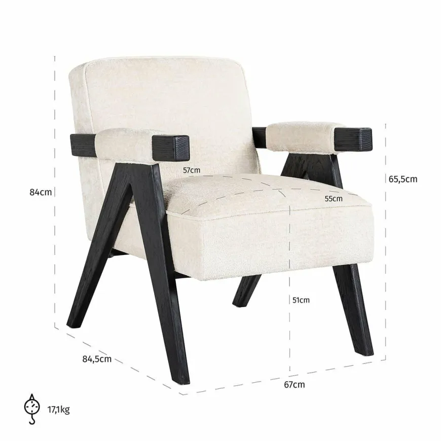 Richmond Interiors Fauteuil Cooper Wit Bergen 900 Wit chenille