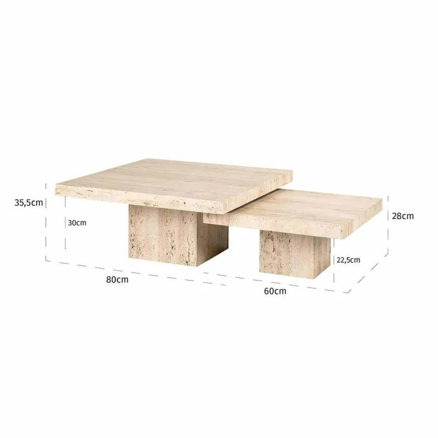 Richmond Interiors La Cantera vierkante salontafel set van 2