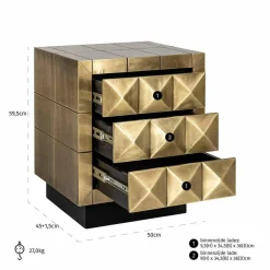 Richmond Interiors Ladenkast Collada 3-laden (Brushed Gold)