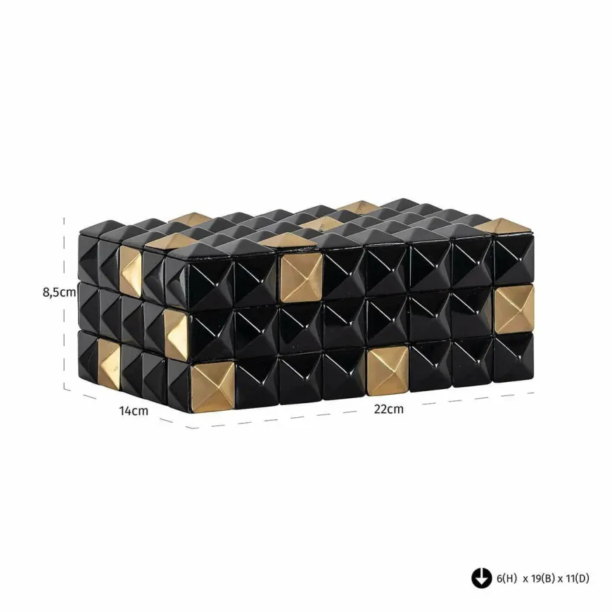 Richmond Interiors Opbergbox Velicia zwart / goud