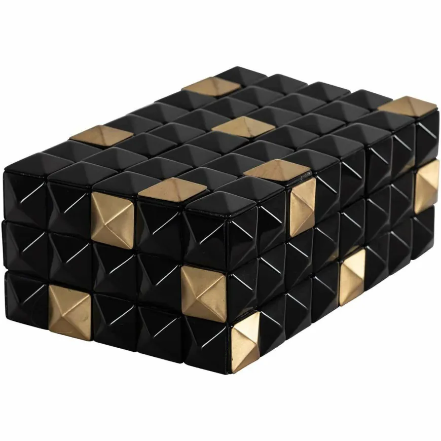 Richmond Interiors Opbergbox Velicia zwart / goud
