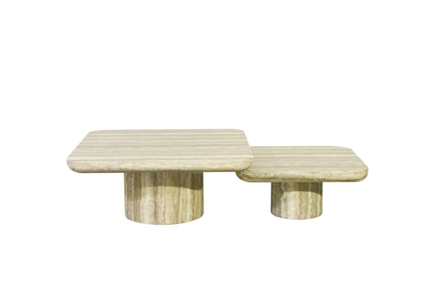 Richmond Interiors Salontafel Denizly grey faux travertine (Set of 2)