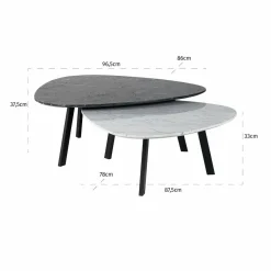 Richmond Interiors Salontafel Trocadero set van 2 (Black/white)