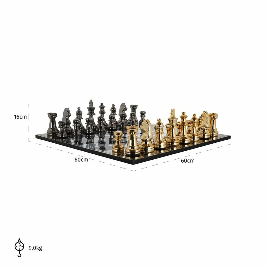 Richmond Interiors Schaakbord Saray Zwart goud