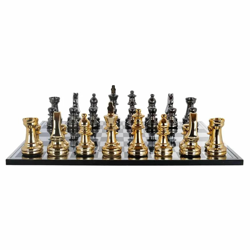 Richmond Interiors Schaakbord Saray Zwart goud