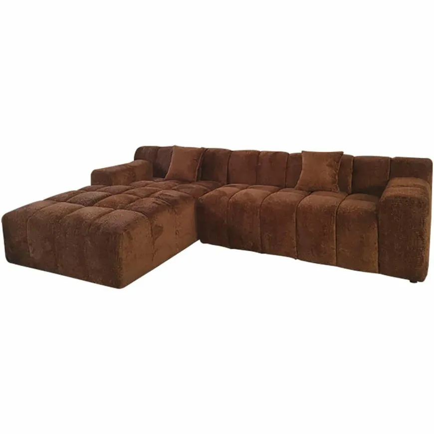 Richmond Interiors Sofa Cube 3-zits + lounge links Be Lovely 603 Cinnamon