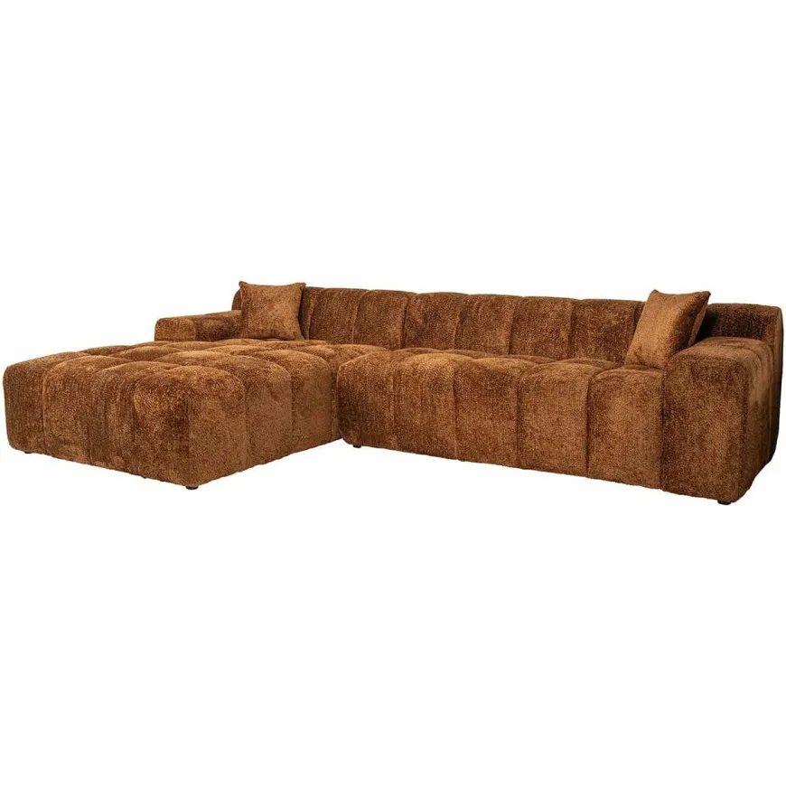 Richmond Interiors Sofa Cube 3-zits + lounge links Be Lovely 603 Cinnamon
