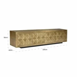 Richmond Interiors TV dressoir Collada 4-doors geborsteld goud