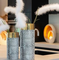 Richmond Interiors Vaas Alesha klein wit (Goud)