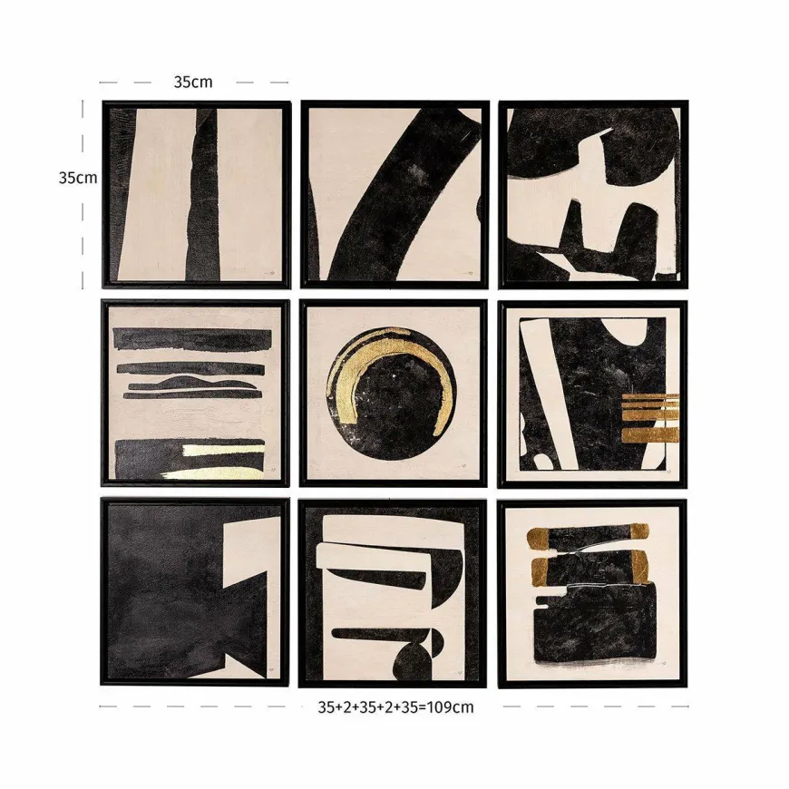 Richmond Interiors Wall art Gabri set van 9 Zwart / Wit