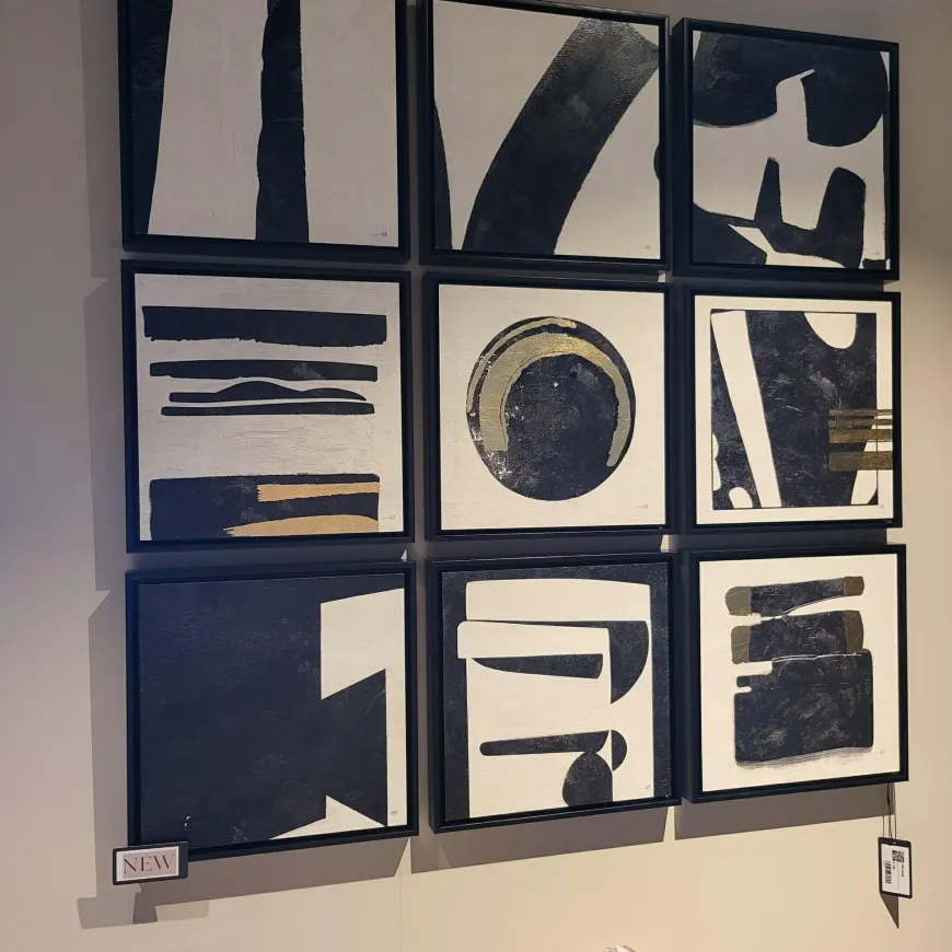 Richmond Interiors Wall art Gabri set van 9 Zwart / Wit