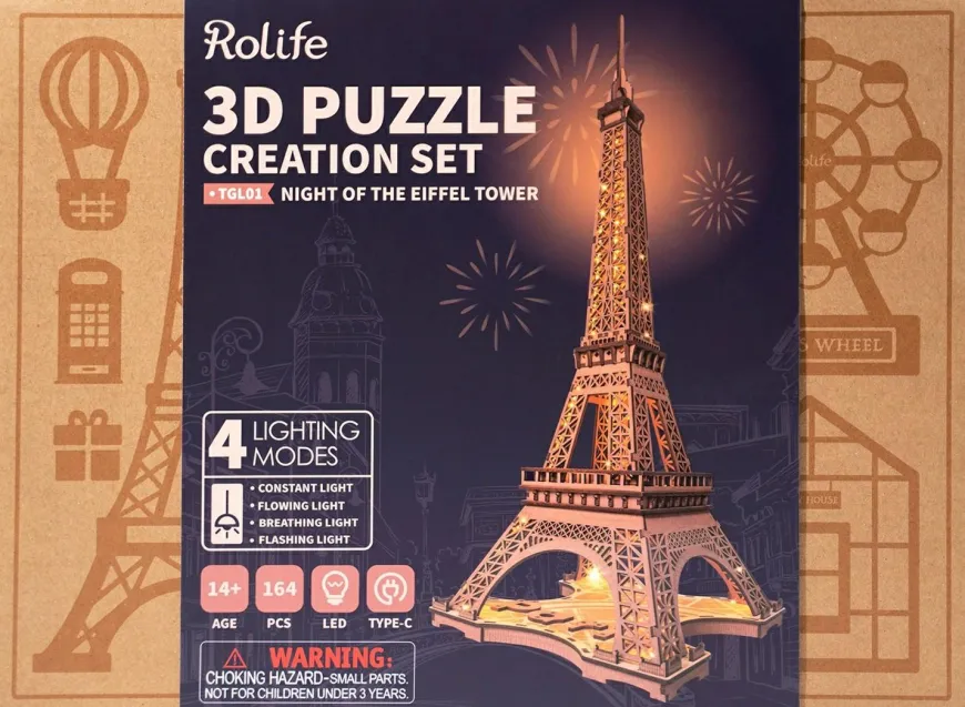 Robotime Houten Bouwpakket Night of the Eiffel Tower