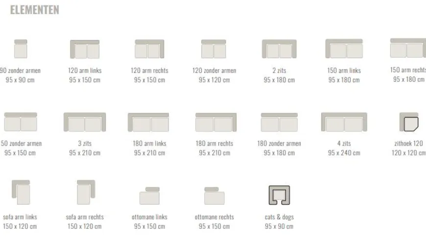 Sevn Bank Veronique - Vele opstellingen en kleuren mogelijk