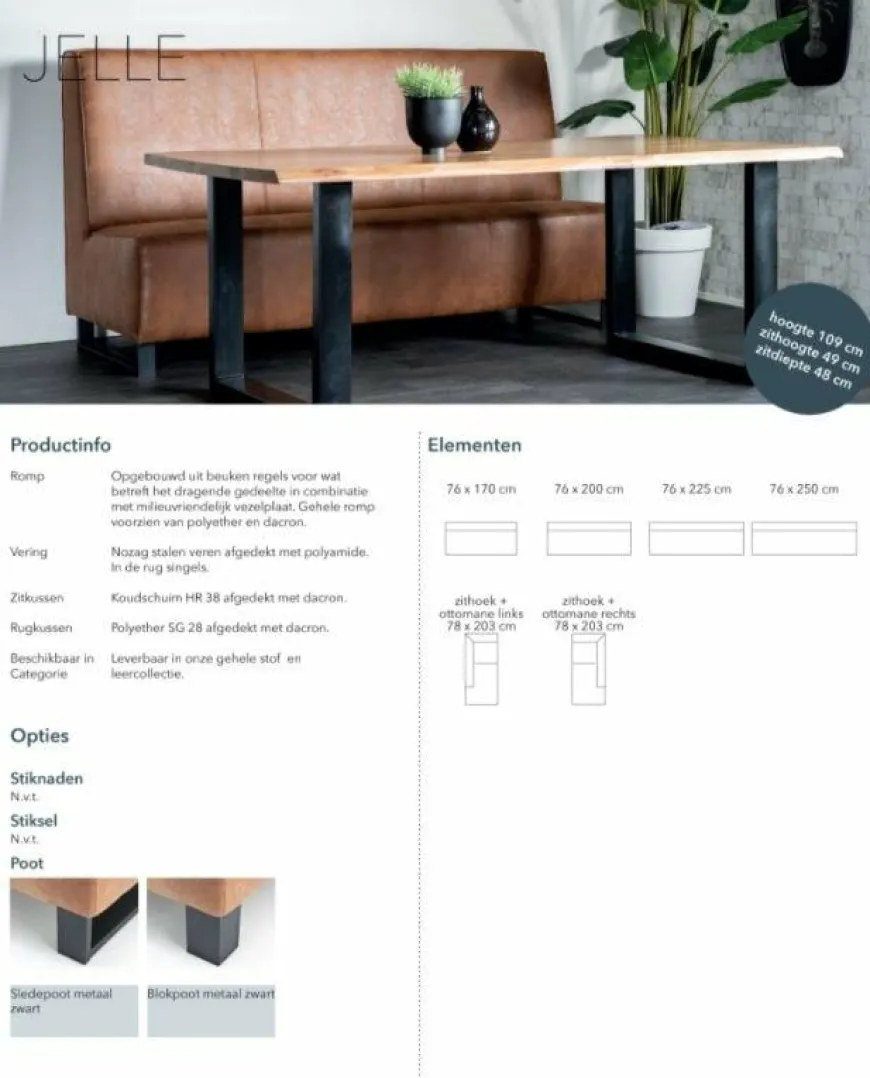 Sevn Eetkamerbank Jelle - Diverse maten en stoffen