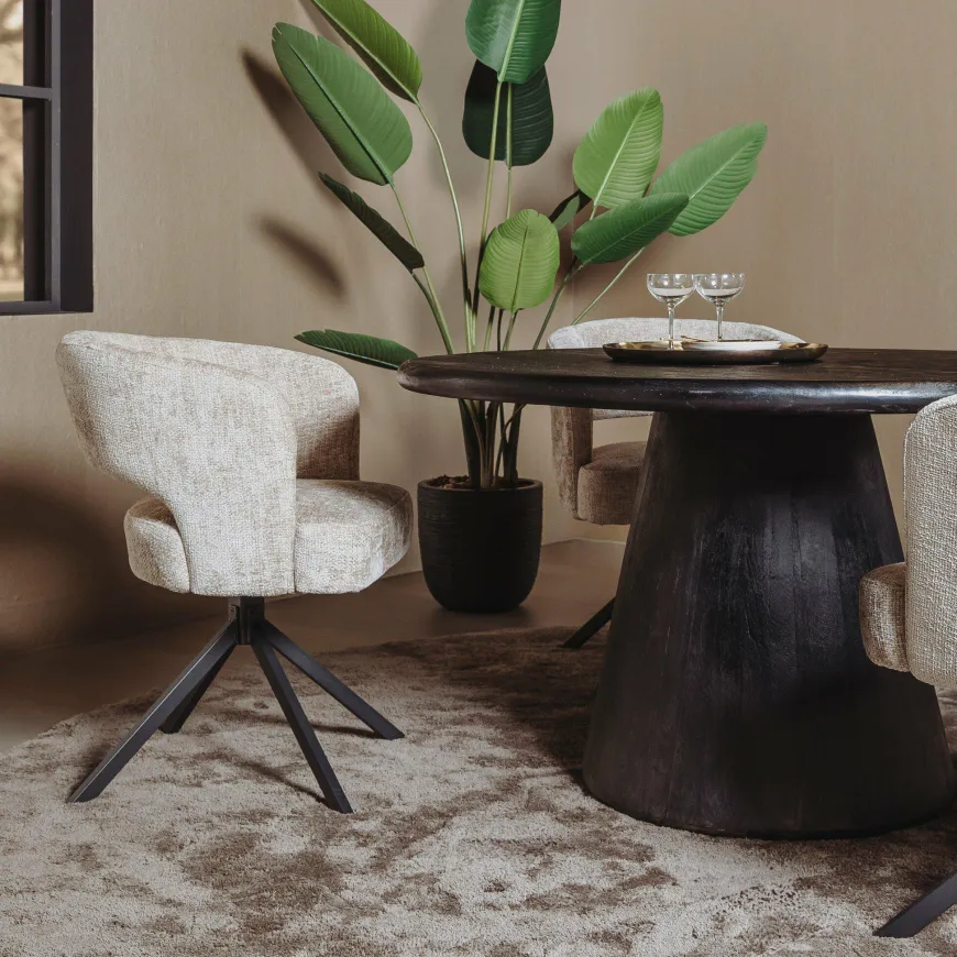Tower Living Asti Eetkamertafel rond zwart 130 cm