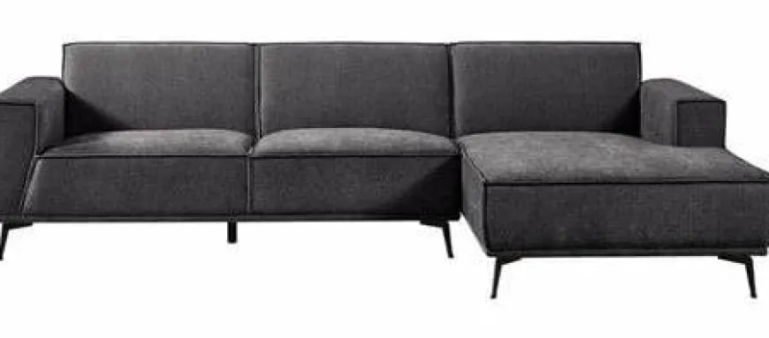 Tower Living Bank Leeds - 2,5 zits + chaise longue Rechts - City 464 zwart blauw