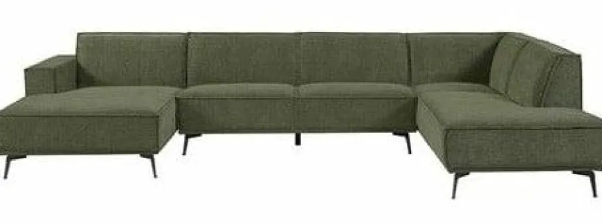 Tower Living Bank Leeds - Chaise longue + 2,5 zits + ottomane Rechts - City 355 Flessengroen