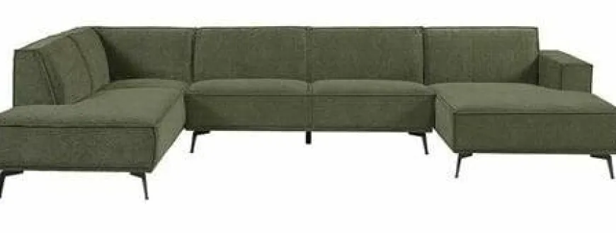Tower Living Bank Leeds - Ottomane + 2,5 zits + Chaise Longue Rechts - City 355 Flessengroen