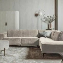 Tower Living Bank Leeds - 2,5 zits + ottomane Rechts - City 120 Beige