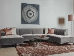 Tower Living Bank Leeds - Chaise longue + 2,5 zits + ottomane Rechts - City 453 Mosgroen / Grijs