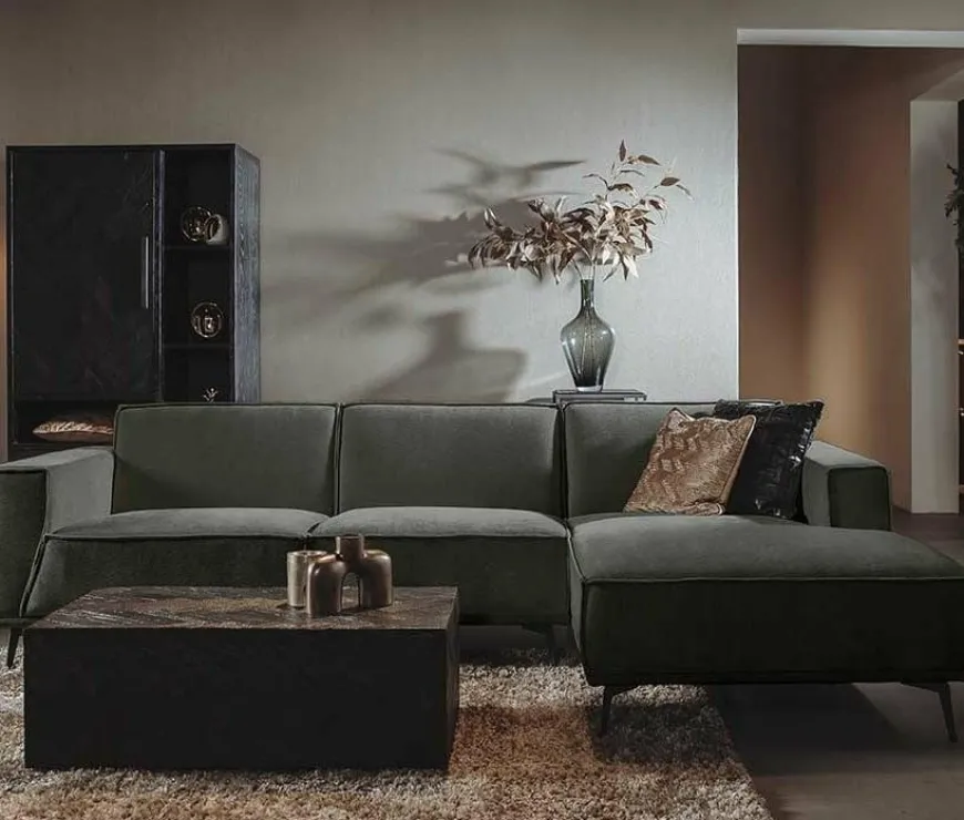 Tower Living Bank Leeds - 2,5 zits + chaise longue Rechts - City 355 Bottle green