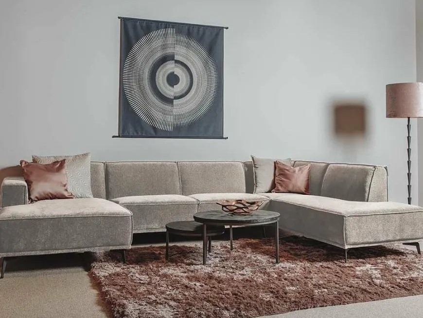 Tower Living Bank Leeds - Chaise longue + 2,5 zits + ottomane Rechts - City 120 Beige