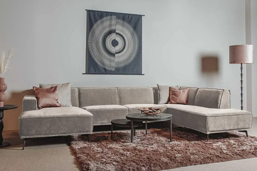 Tower Living Bank Leeds - Chaise longue + 2,5 zits + ottomane Rechts - City 120 Beige