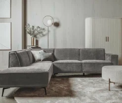 Tower Living Bank Leeds - 2,5 zits + chaise longue Links - City 453 Mosgroen / grijs