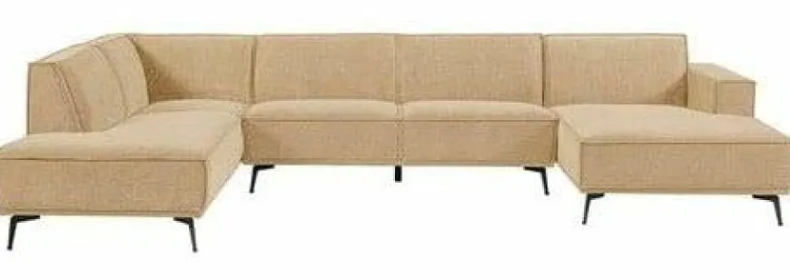 Tower Living Bank Leeds - Ottomane + 2,5 zits + Chaise Longue Rechts - City 120 Beige