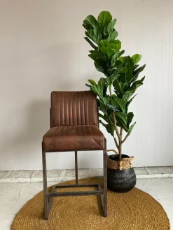 Tower Living Barkruk Ferro - Cognac, donkerbruin, groen en antraciet