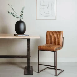 Tower Living Barkruk Ferro - Cognac, donkerbruin, groen en antraciet